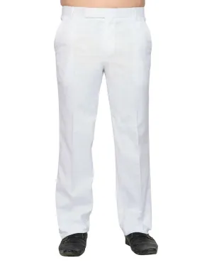 White Linen Regular Fit Formal Trousers