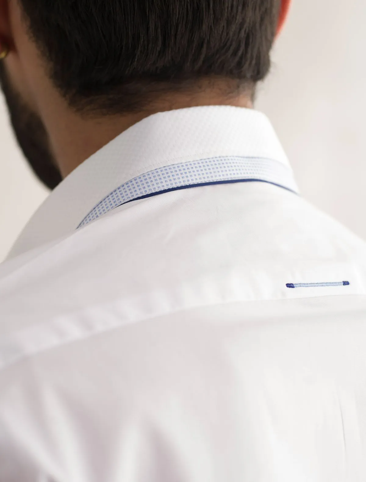 WHITE SHALWAR KAMEEZ WITH SKY BLUE LOGO