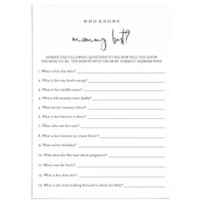 Who Knows Mommy Best Game Printable Minimalist