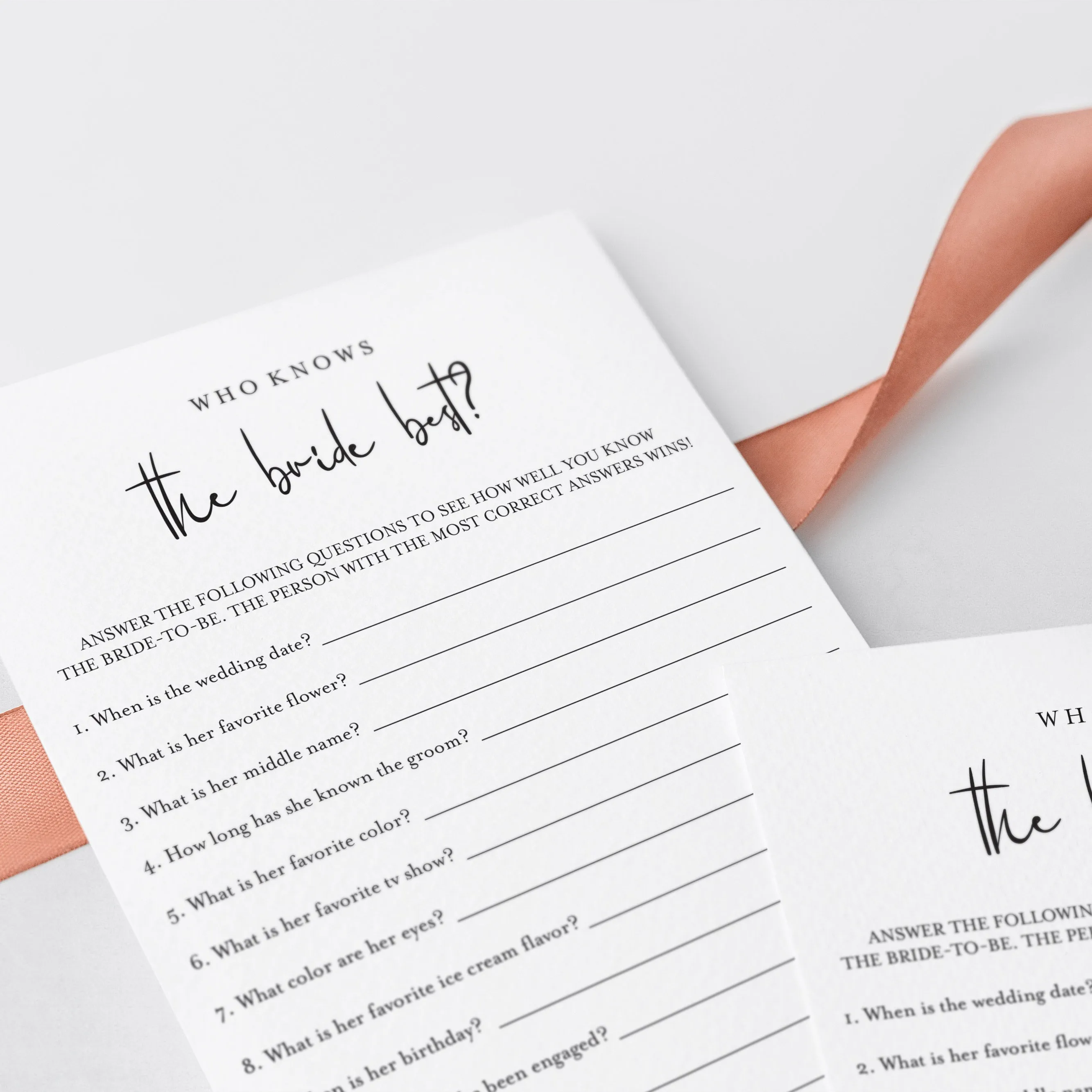 Who Knows The Bride Best Game Printable Modern Minimalist