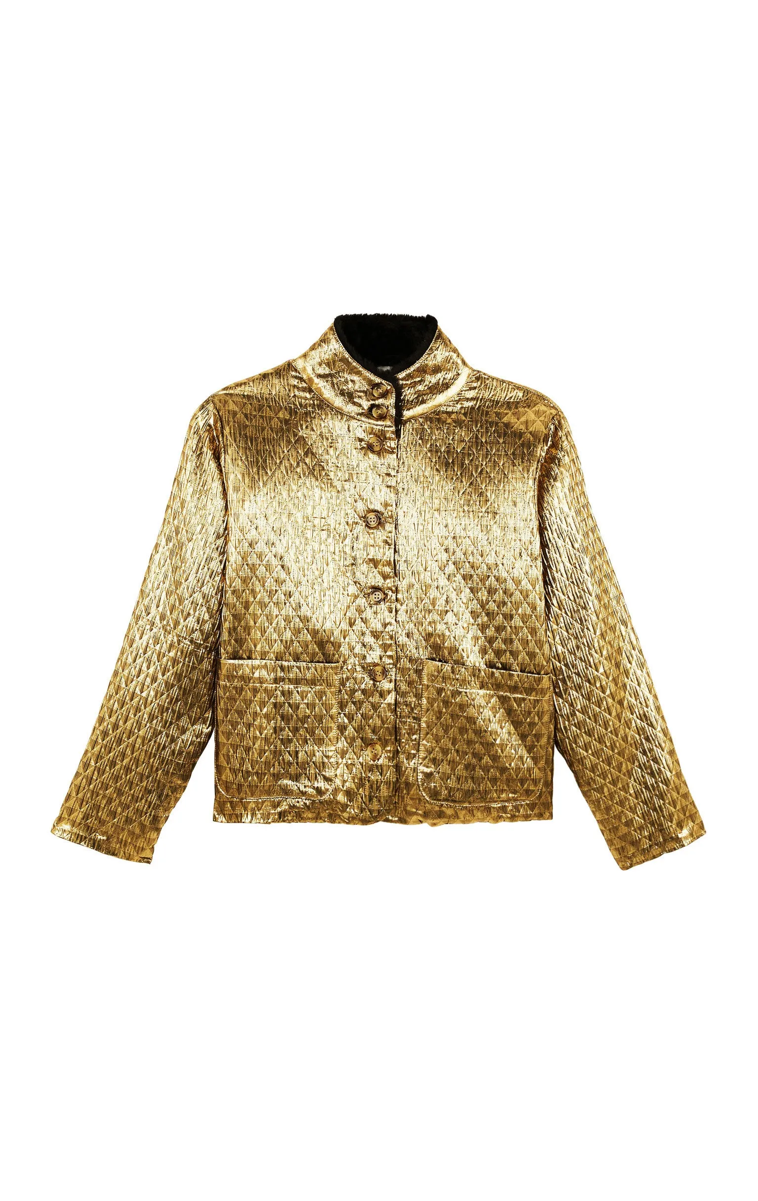 Wild Isaac Metallic Quilted Jacket - Gold / Black