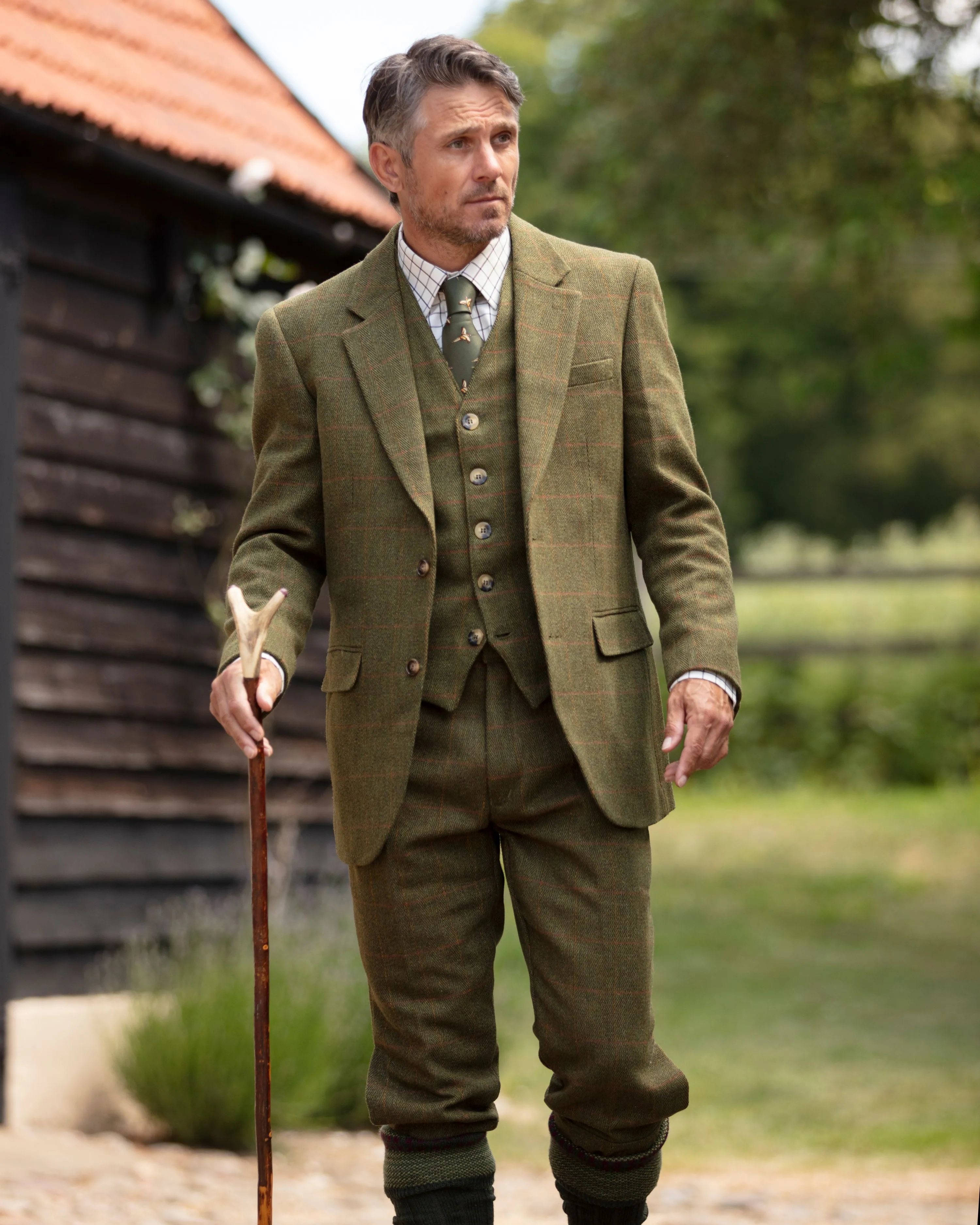 Windsor mens blazer, tweed, mørk grøn
