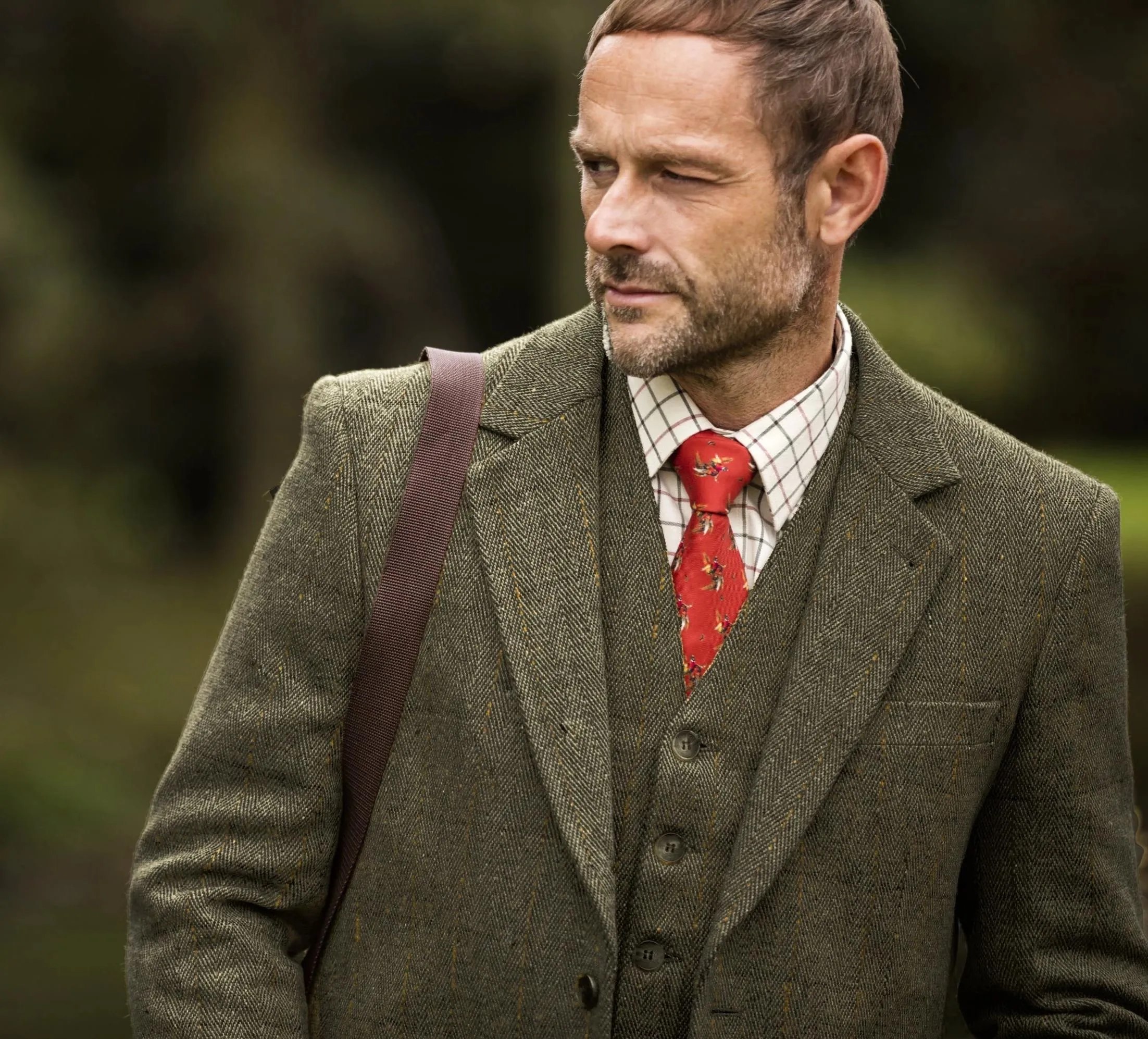 Windsor mens blazer, tweed, mørk grøn