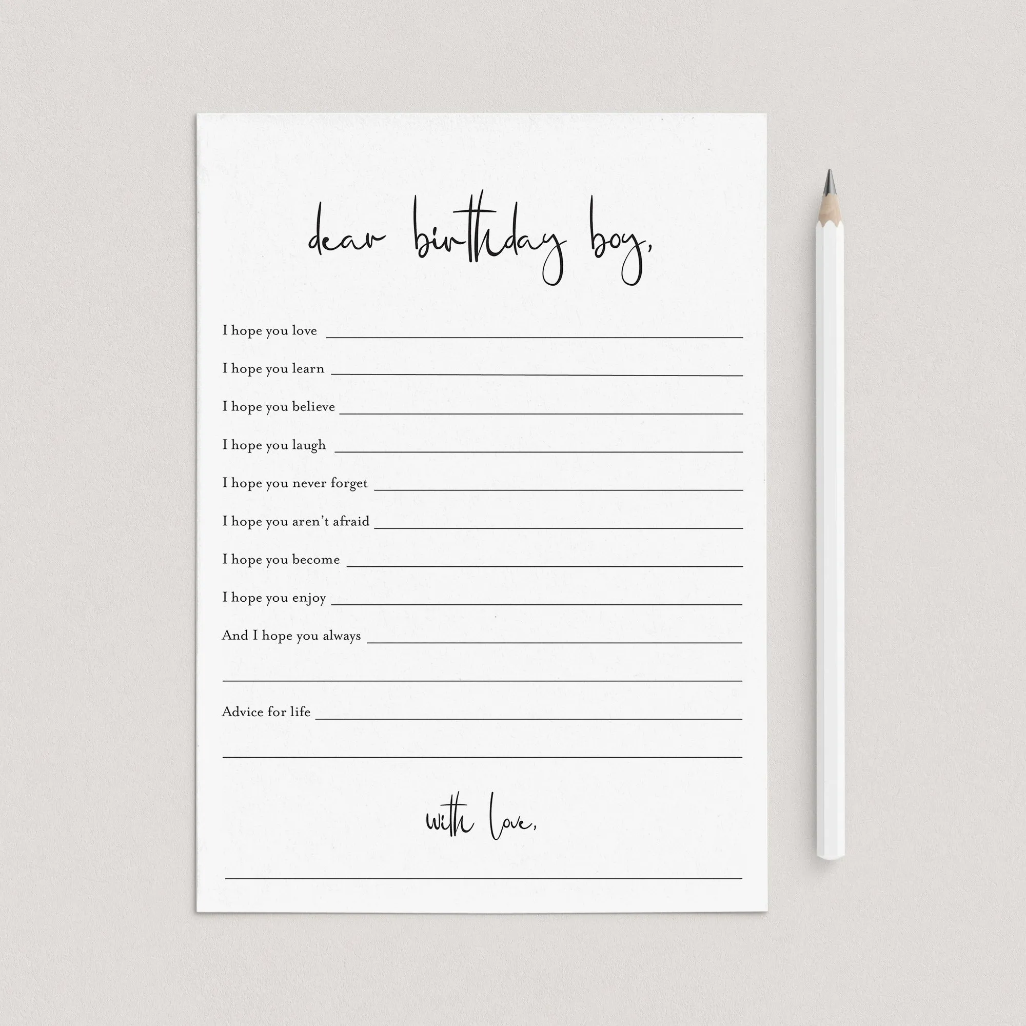 Wishes For The Birthday Boy Cards Printable