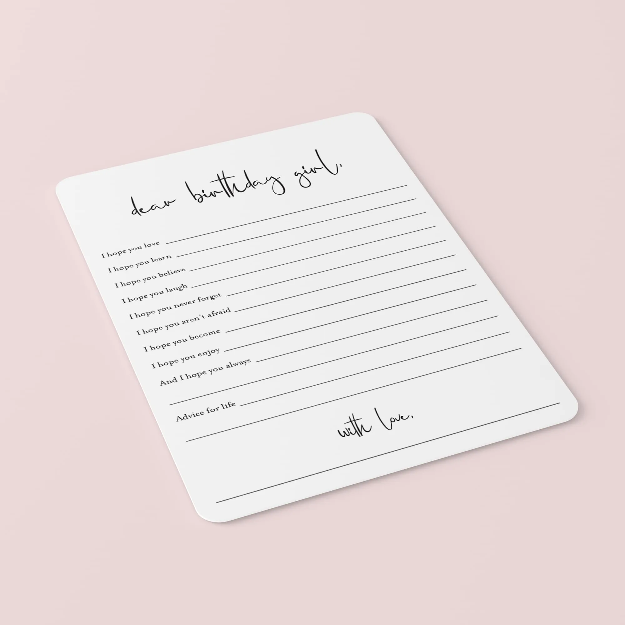 Wishes for the Birthday Girl Cards Printable
