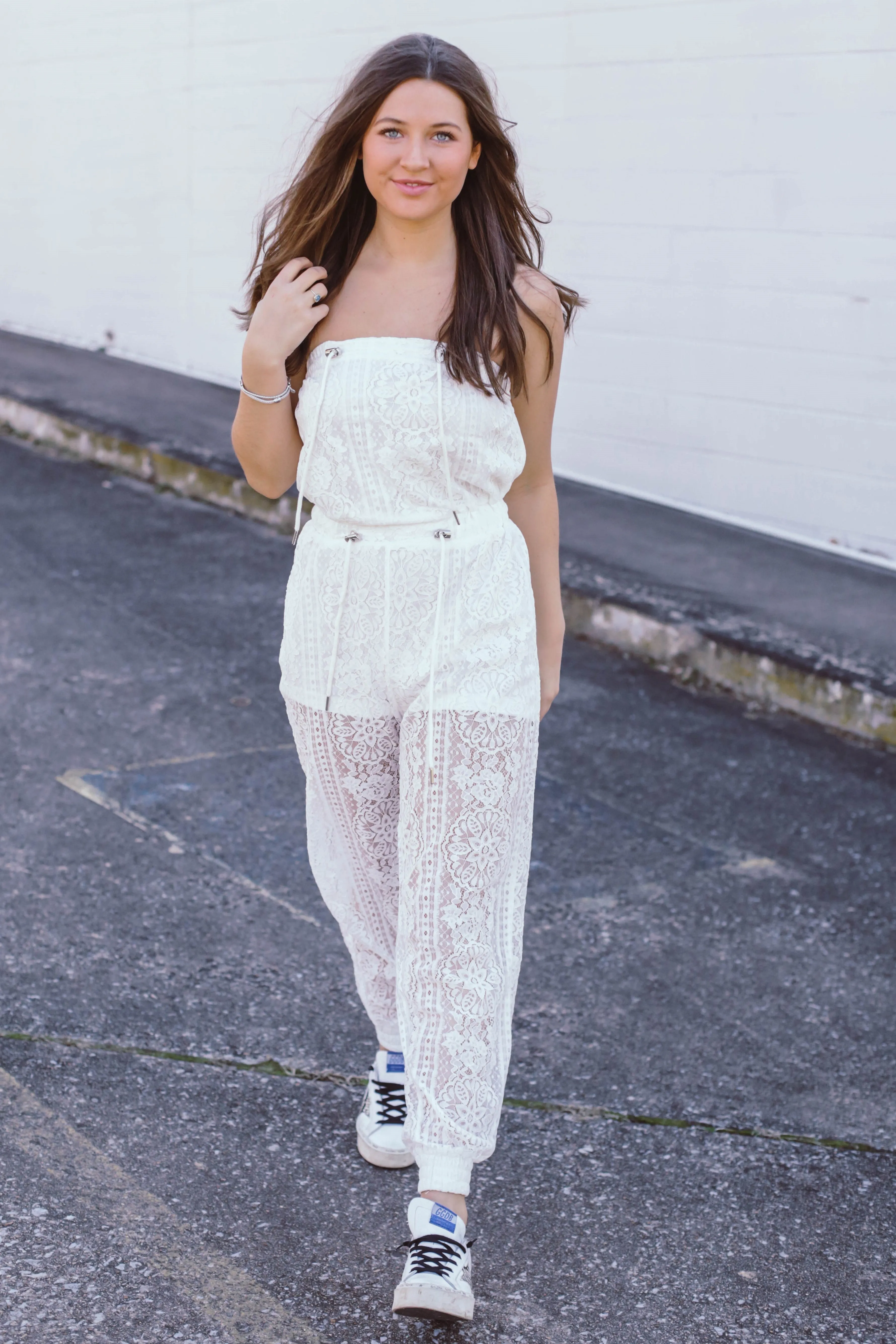 Wisteria Lace Jumpsuit - Large Left