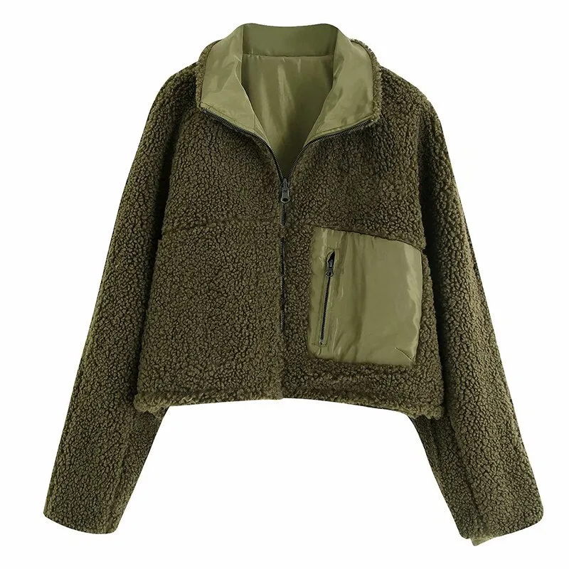 Women Two Sides Wear Short Coat Winter