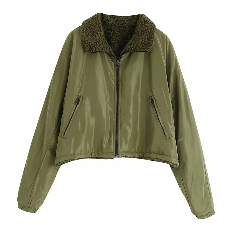 Women Two Sides Wear Short Coat Winter