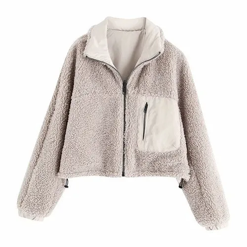 Women Two Sides Wear Short Coat Winter