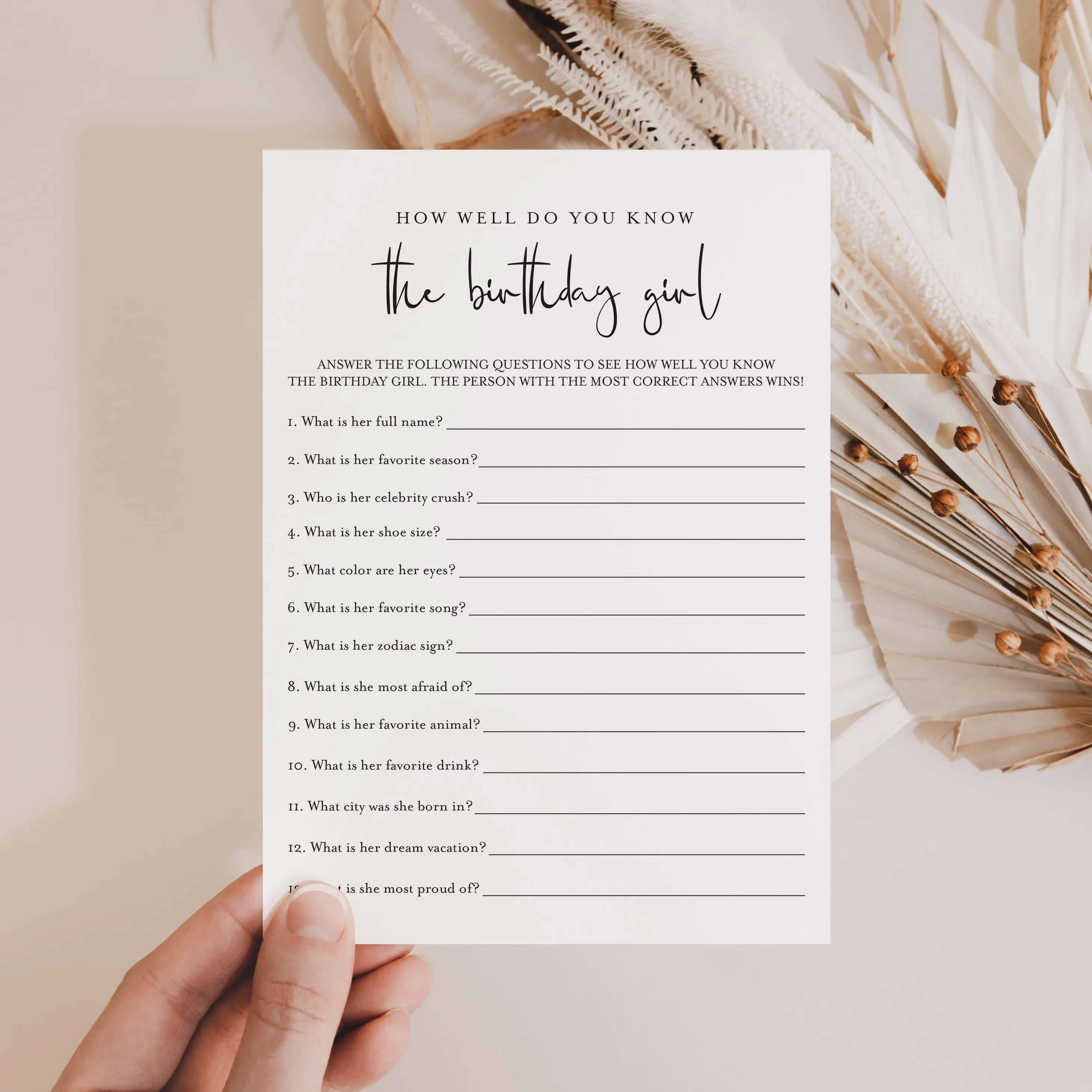 Womens Birthday Game Printable How Well Do You Know The Birthday Girl