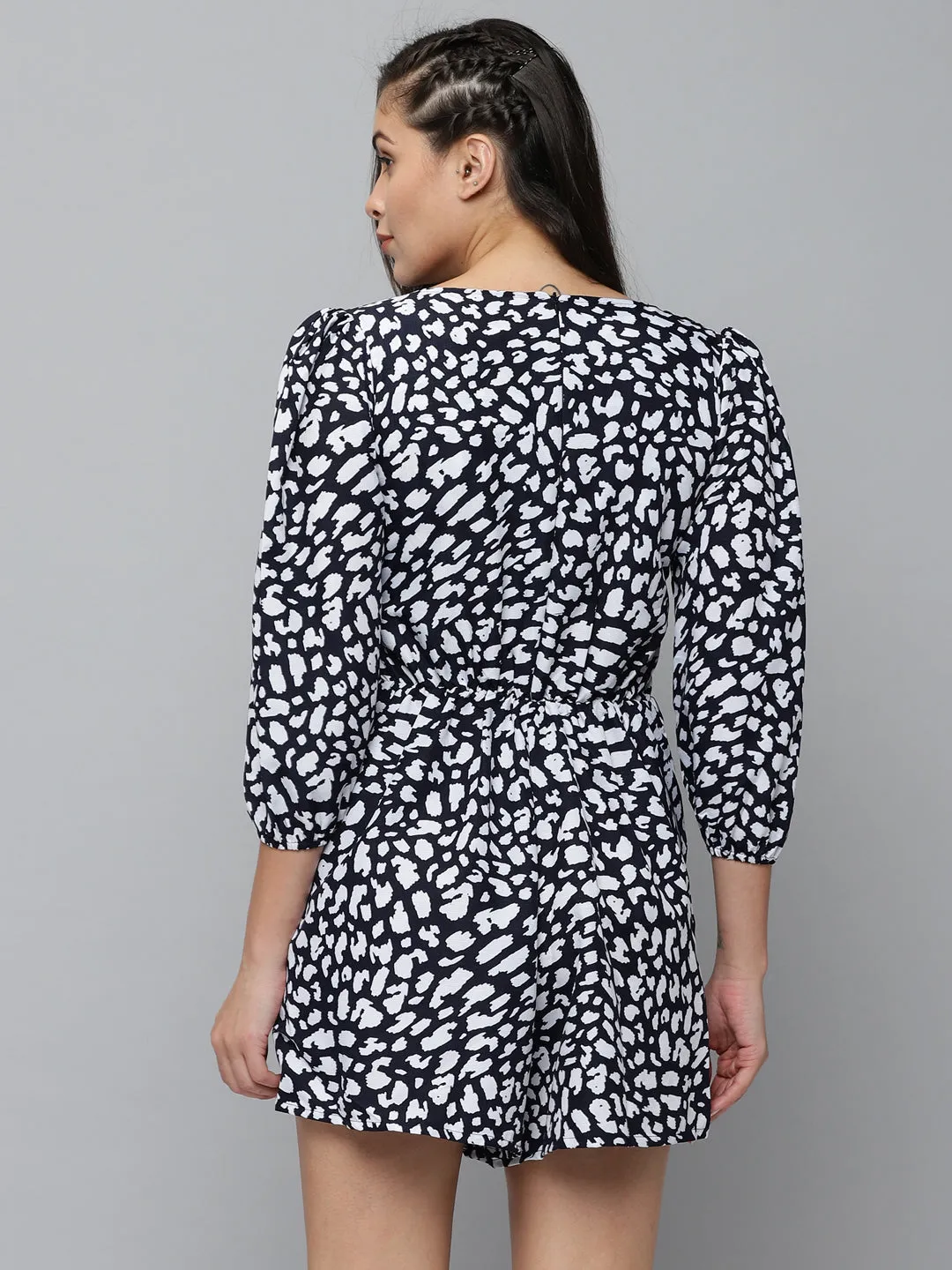 Women's Navy Blue Printed  Jumpsuit