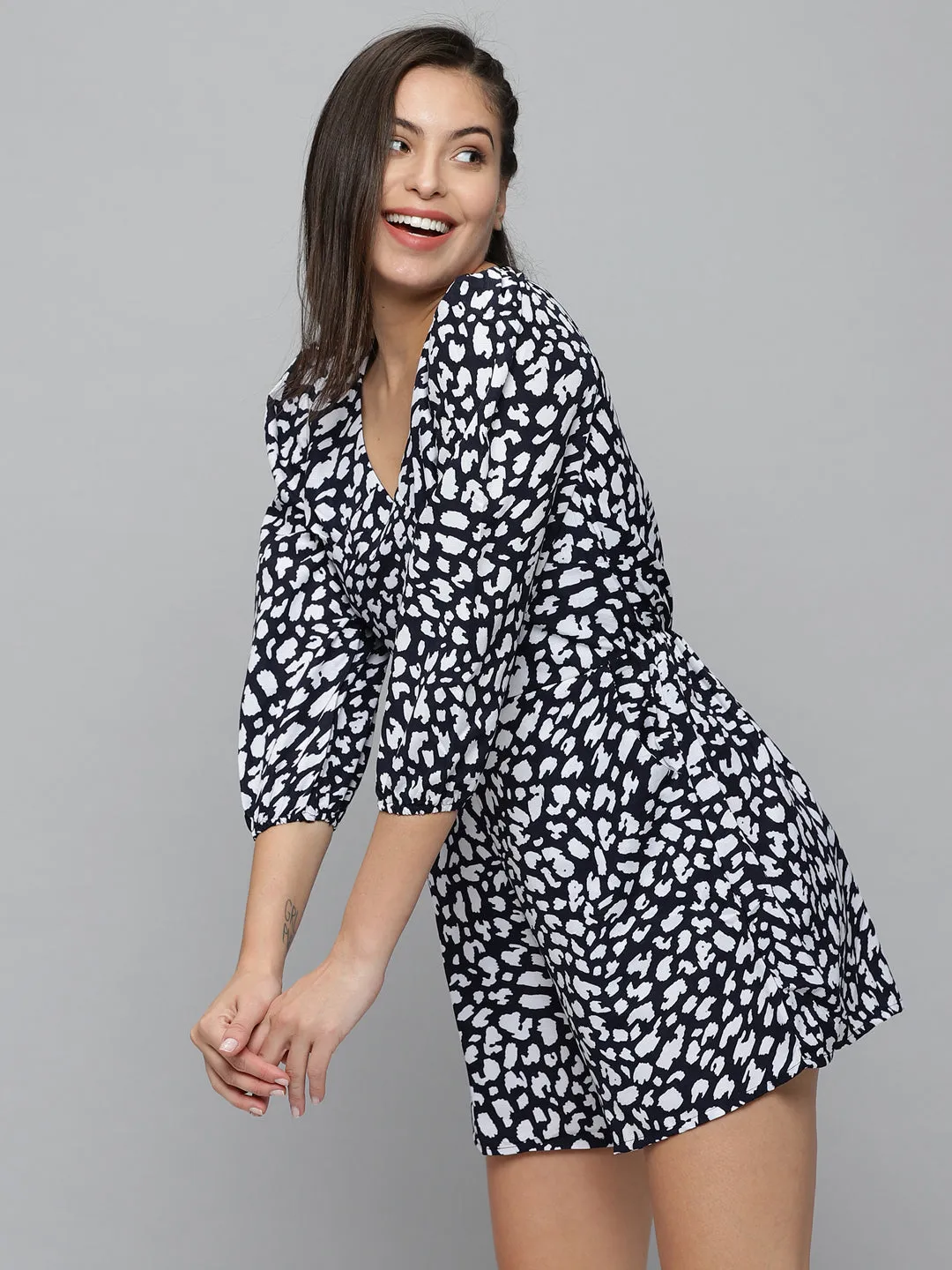 Women's Navy Blue Printed  Jumpsuit