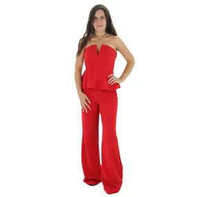 Women's Strapless Jumpsuit,Red