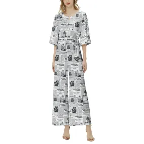 Women's Suffrage Dolman Sleeve Belted Wide Leg Jumpsuit