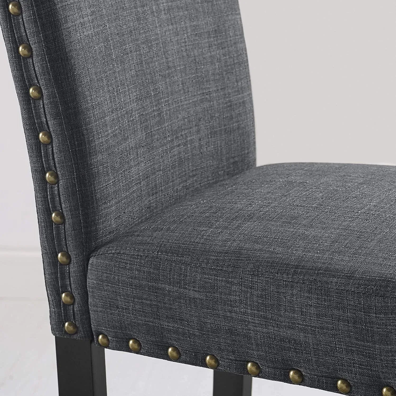 Wooden Twist Nailhead Trim Teak Wood Wooden Dining Chairs ( Set of 2 )