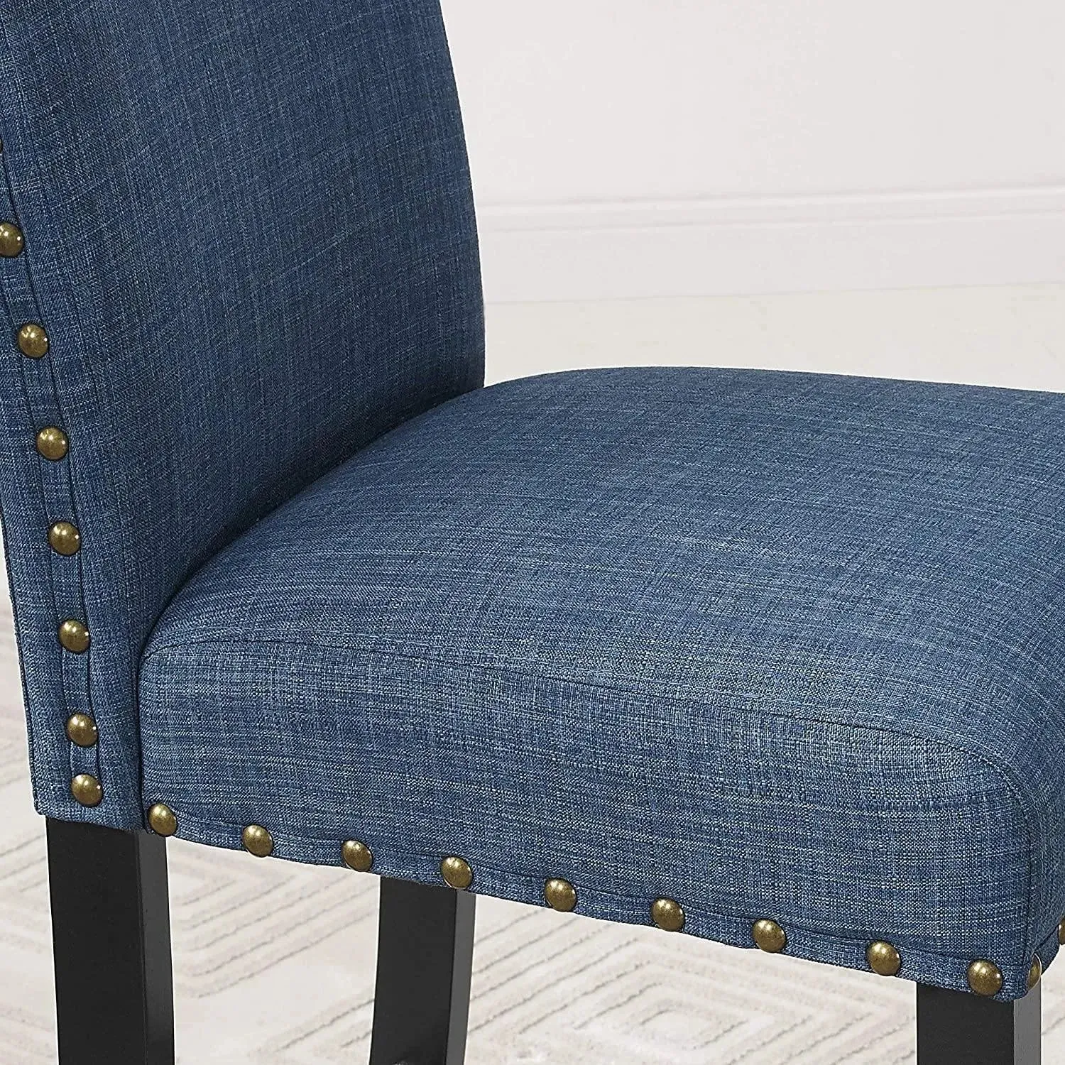 Wooden Twist Nailhead Trim Teak Wood Wooden Dining Chairs ( Set of 2 )