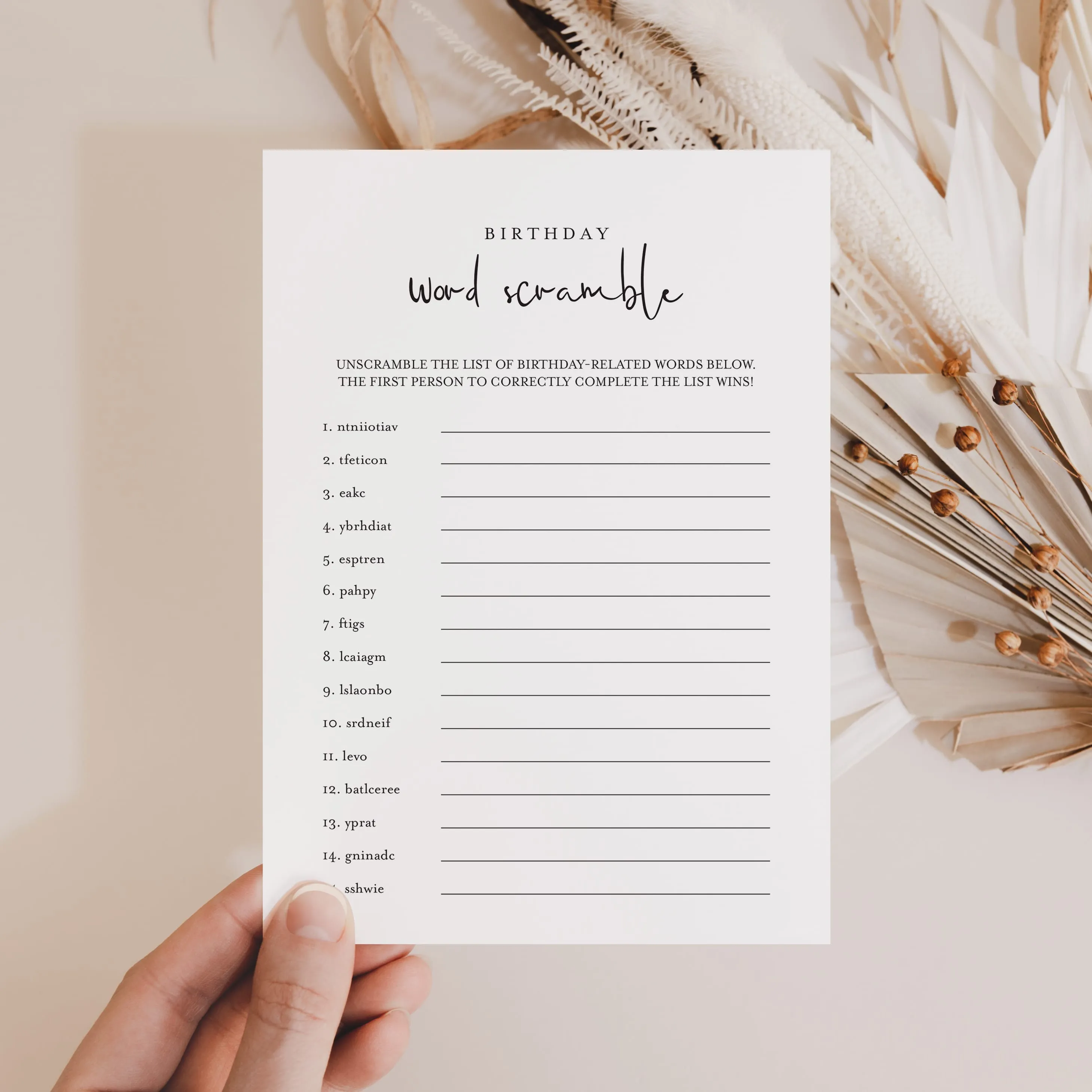 Word Scramble Birthday Game for All Ages Printable