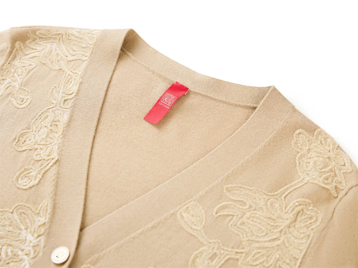 YAYING Heavy Embroidery Knitted Cardigan