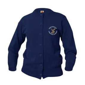 Youth Crewneck Cardigan With Jacksonville Christian Logo