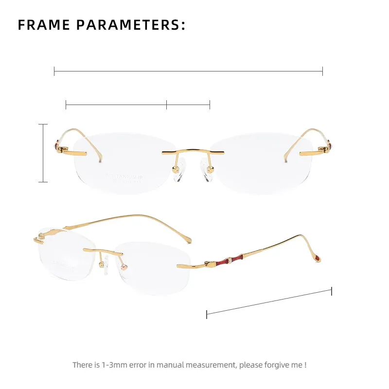Zirosat 2879 Women's Eyeglasses Titanium Rimless Diamond Trimmed