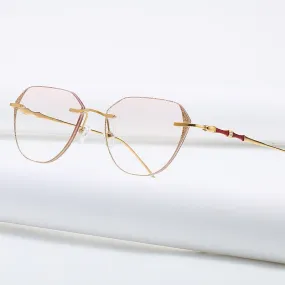 Zirosat 2879 Women's Eyeglasses Titanium Rimless Diamond Trimmed