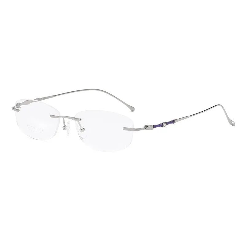 Zirosat 2879 Women's Eyeglasses Titanium Rimless Diamond Trimmed