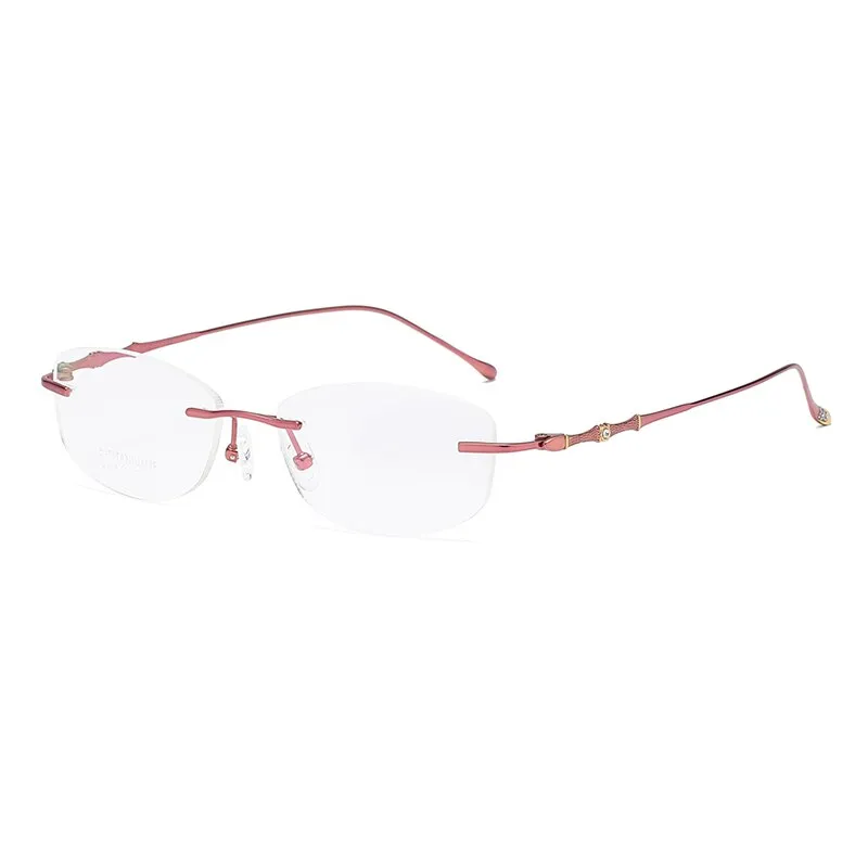Zirosat 2879 Women's Eyeglasses Titanium Rimless Diamond Trimmed