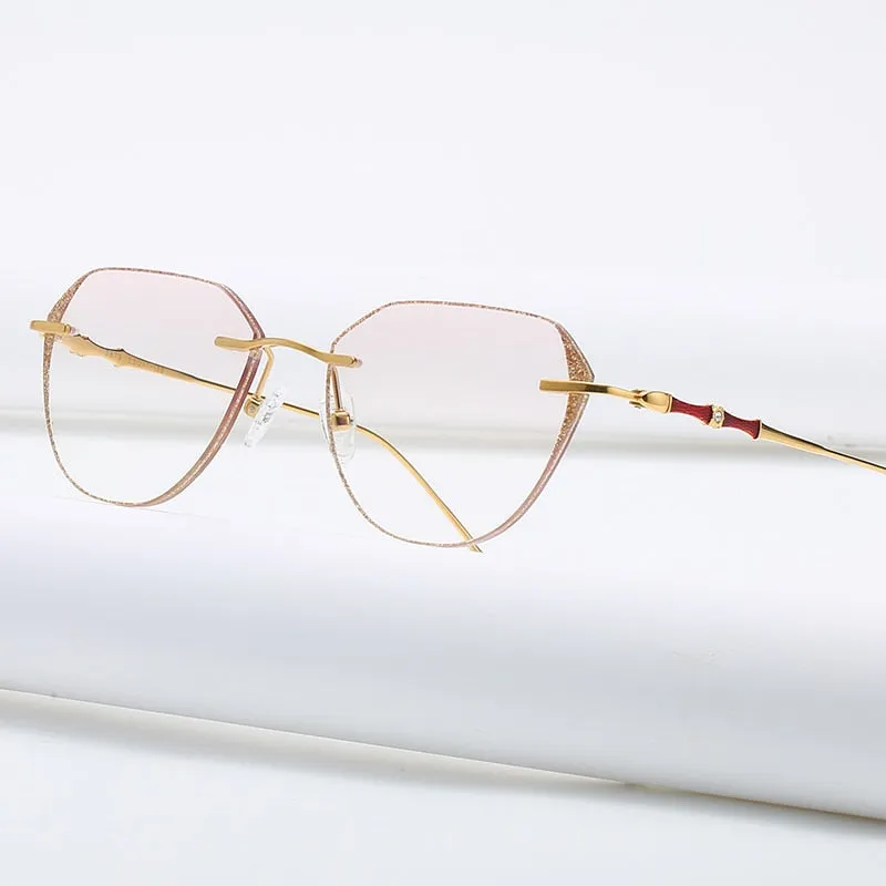 Zirosat 2879 Women's Eyeglasses Titanium Rimless Diamond Trimmed